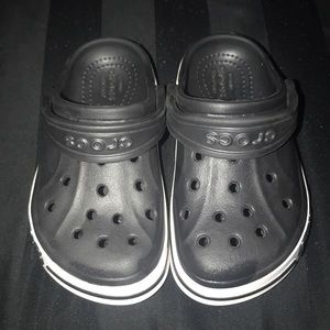 Toddler black and white crocs